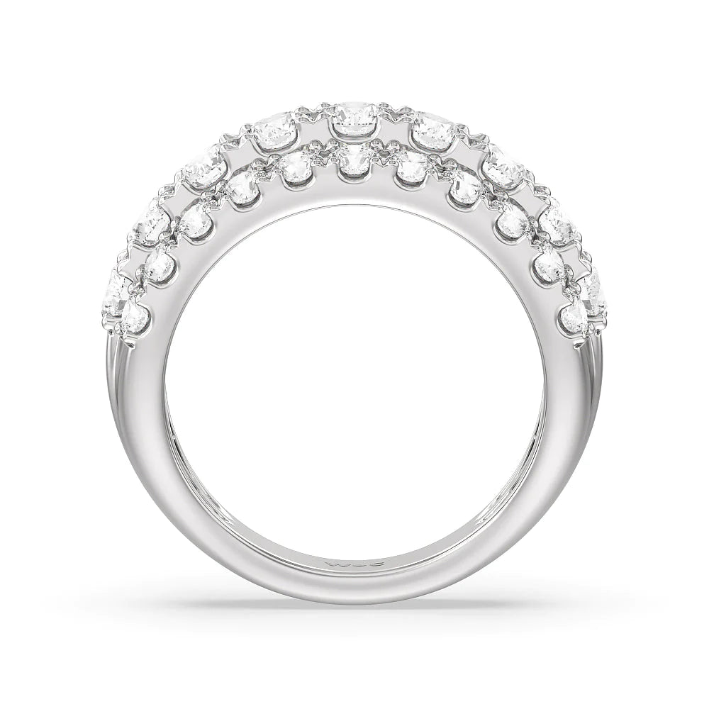 Three Row Modulated Diamond Anniversary Ring (E+ VS+) with Platinum / Lab / 2 1/2 Cut Diamond in 14KT Platinum / Lab / 2 1/2 view 2
