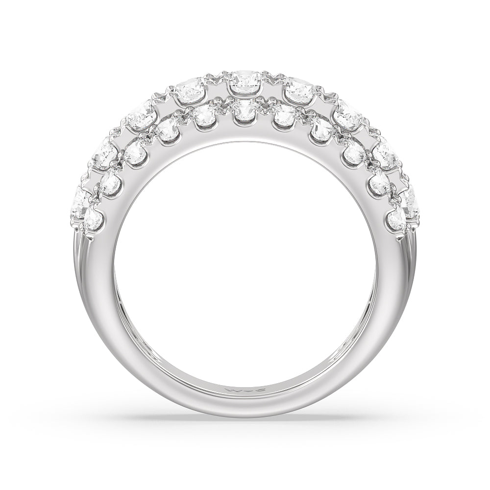 Three Row Modulated Diamond Anniversary Ring (F/G SI+) with Platinum / Natural / 2 1/2 Cut Diamond in 14KT Platinum / Natural / 2 1/2 view 4
