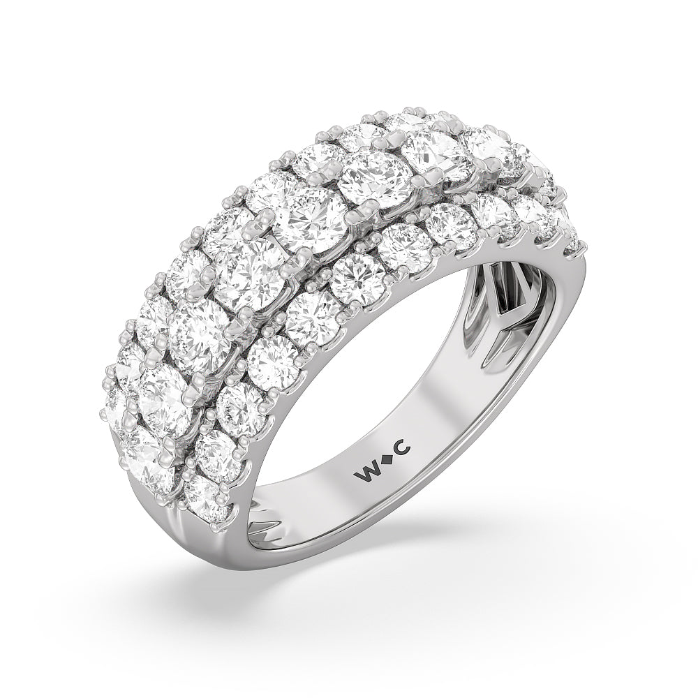 Three Row Modulated Diamond Anniversary Ring (F/G SI+) with Platinum / Natural / 2 1/2 Cut Diamond in 14KT Platinum / Natural / 2 1/2 view 5

