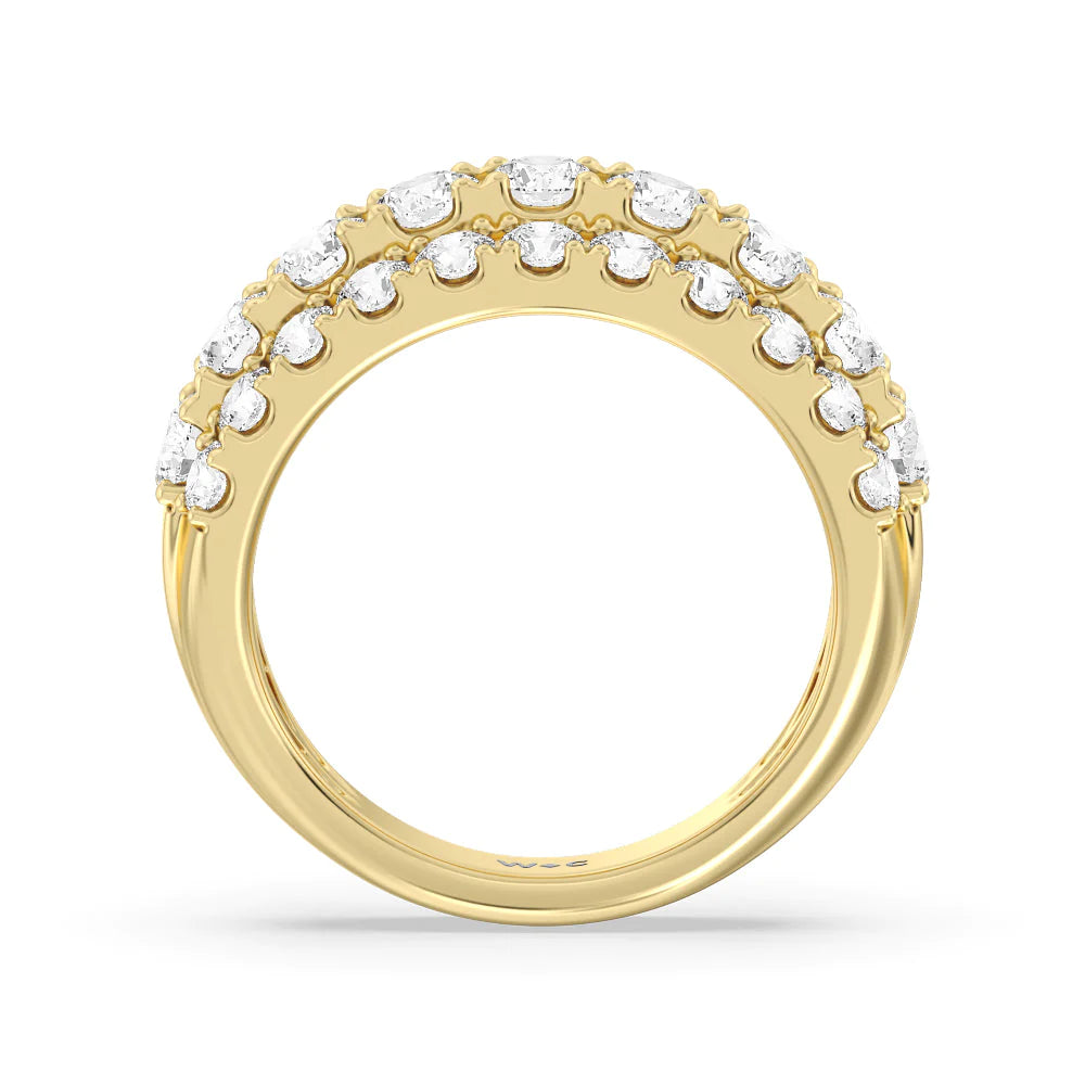 Three Row Modulated Diamond Anniversary Ring (E+ VS+) with 18KT Yellow Gold / Lab / 2 1/2 Cut Diamond in 14KT Yellow Gold / Lab / 2 1/2 view 2
