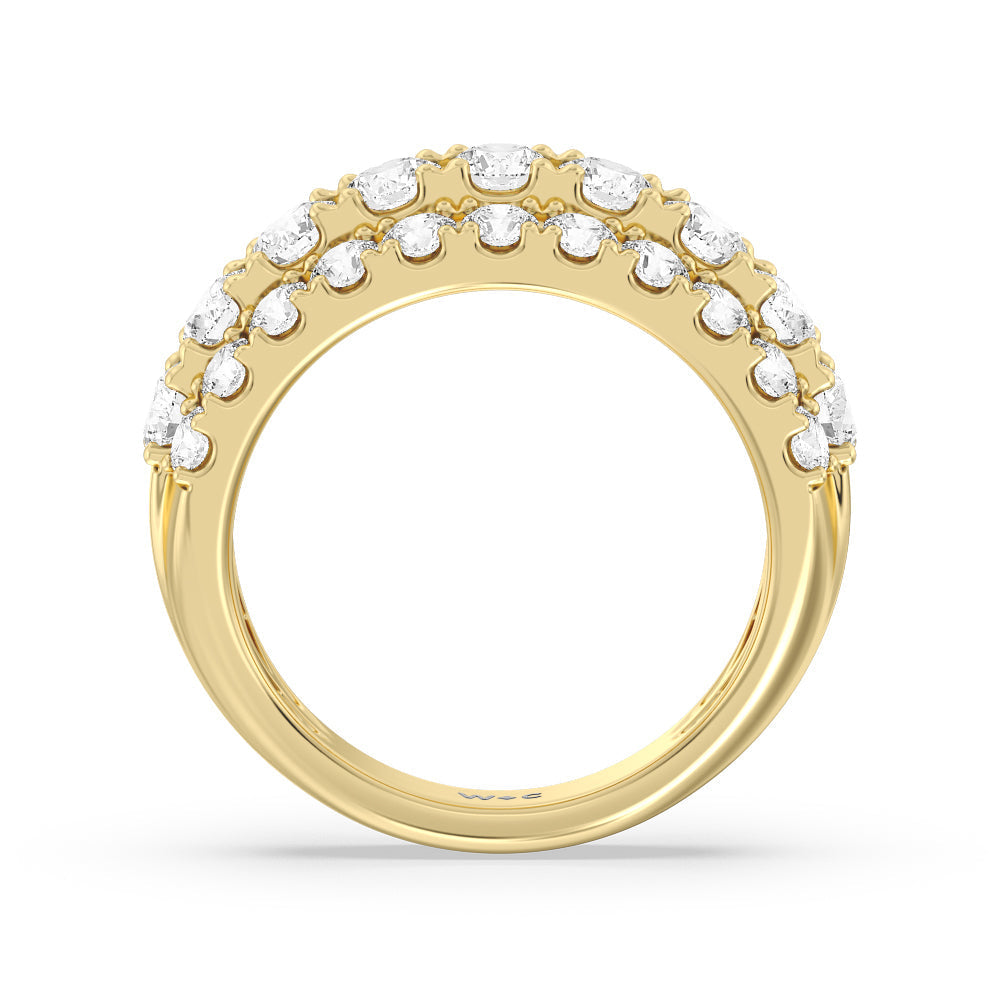Three Row Modulated Diamond Anniversary Ring (F/G SI+) with 18KT Yellow Gold / Natural / 2 1/2 Cut Diamond in 14KT Yellow Gold / Natural / 2 1/2 view 4
