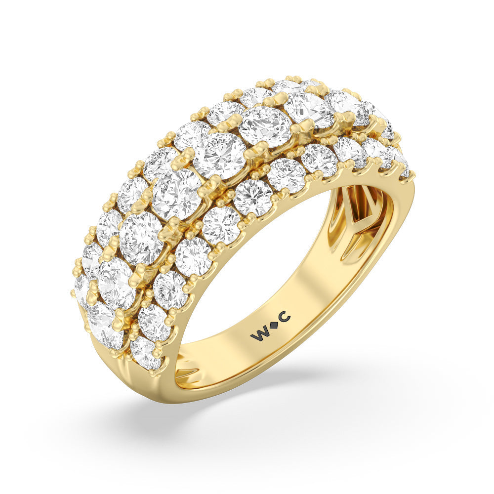 Three Row Modulated Diamond Anniversary Ring (F/G SI+) with 18KT Yellow Gold / Natural / 2 1/2 Cut Diamond in 14KT Yellow Gold / Natural / 2 1/2 view 5
