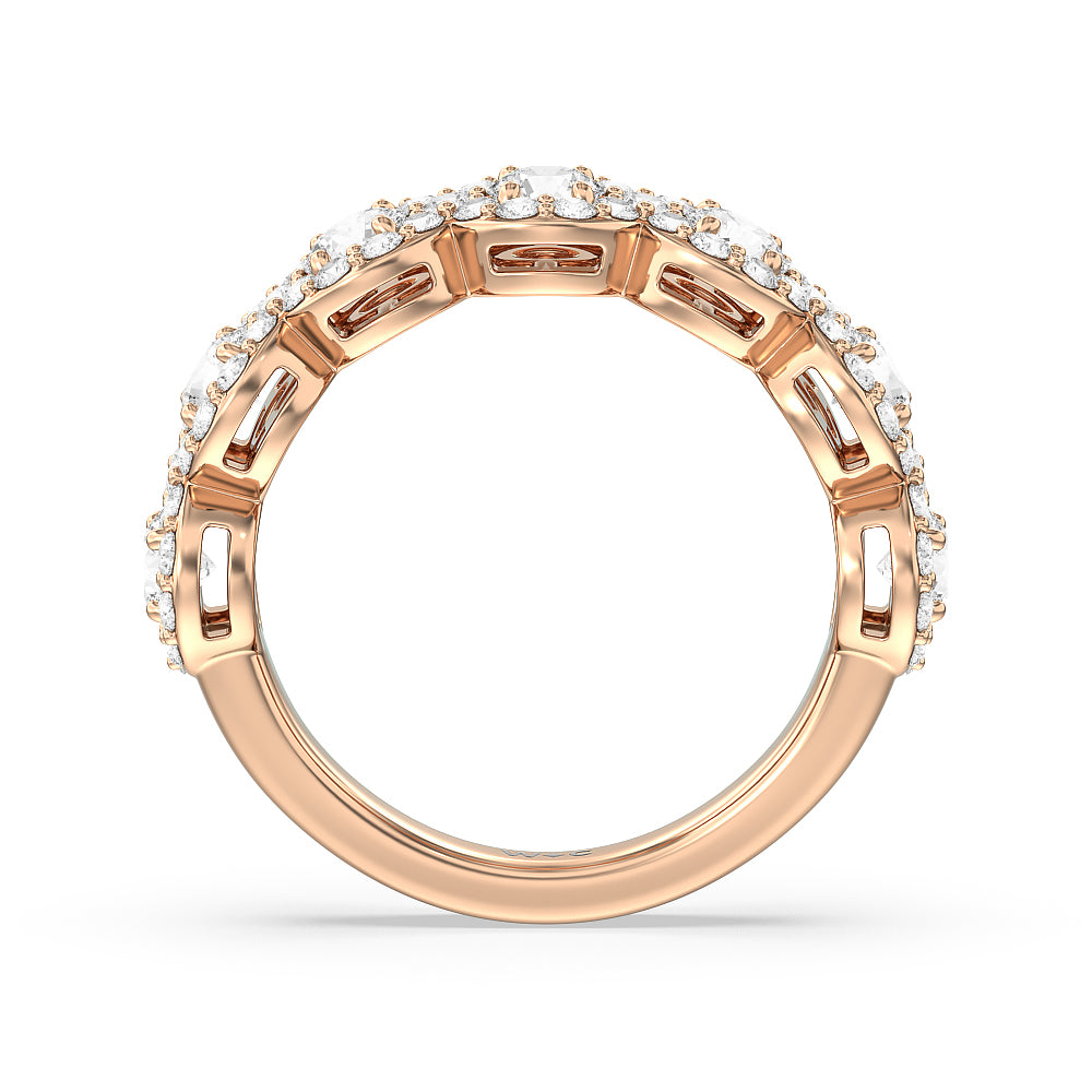 Round Halo Anniversary Ring with 18KT Rose Gold / Natural / 2 7/8 Cut Diamond in 14KT Rose Gold / Natural / 2 7/8 view 2
