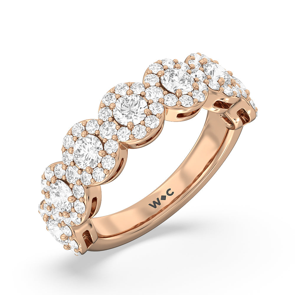 Round Halo Anniversary Ring with 18KT Rose Gold / Natural / 2 7/8 Cut Diamond in 14KT Rose Gold / Natural / 2 7/8 view 3
