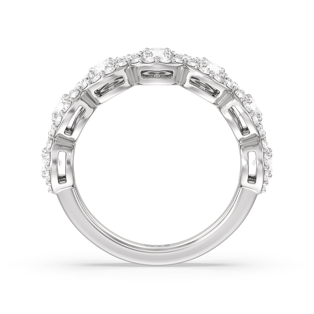 Round Halo Anniversary Ring with Platinum / Natural / 2 7/8 Cut Diamond in 14KT Platinum / Natural / 2 7/8 view 2
