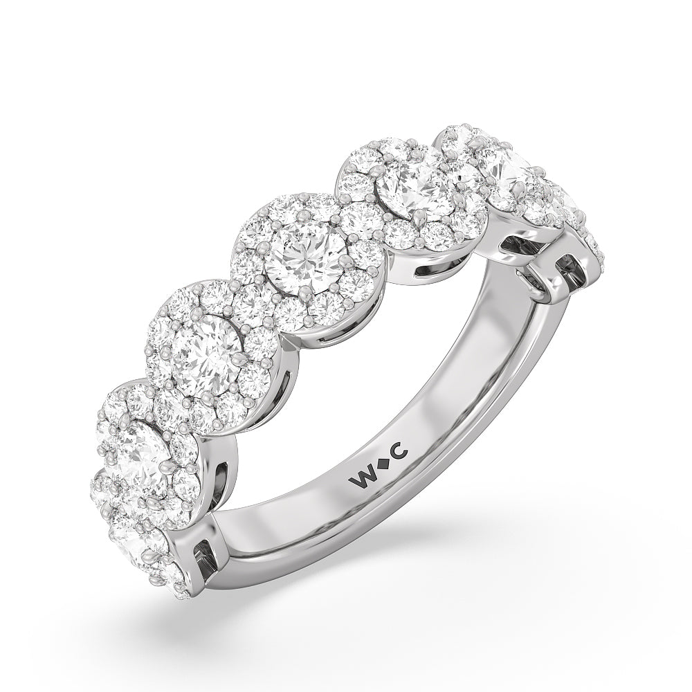 Round Halo Anniversary Ring with Platinum / Natural / 2 7/8 Cut Diamond in 14KT Platinum / Natural / 2 7/8 view 3
