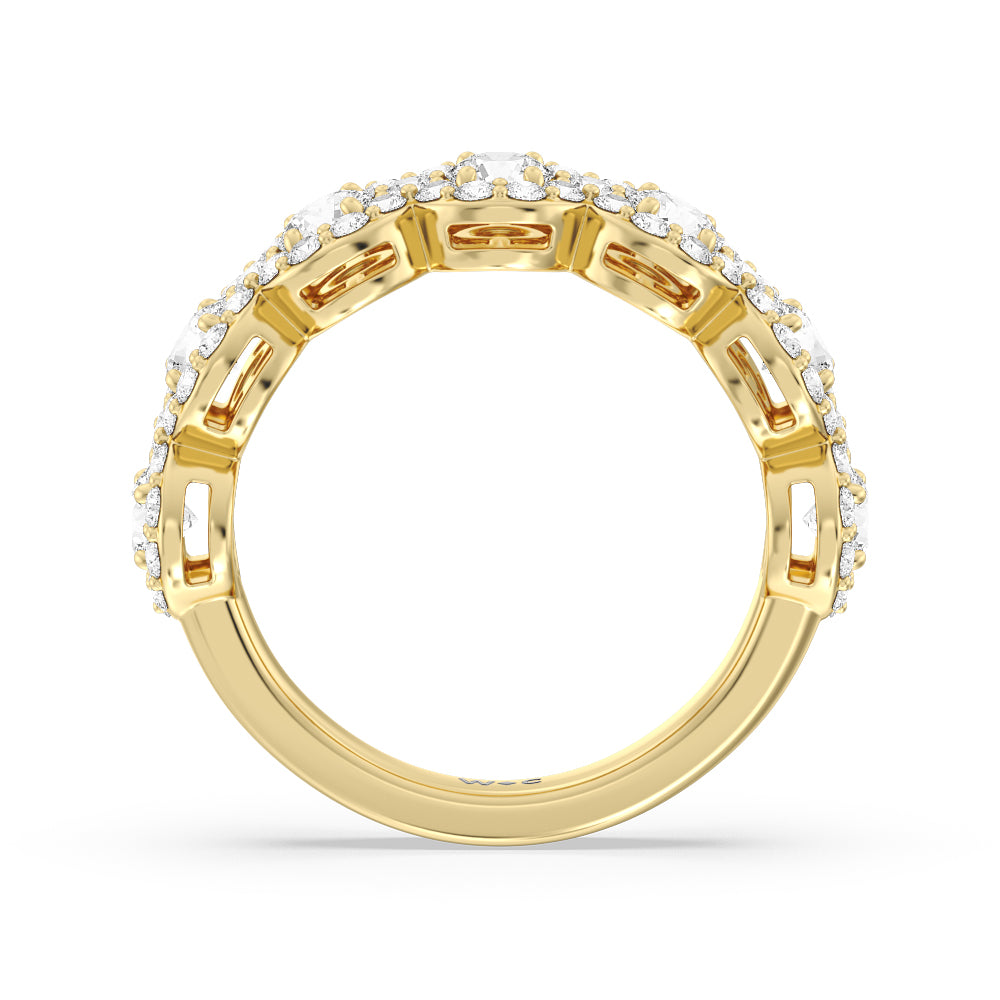 Round Halo Anniversary Ring with 18KT Yellow Gold / Natural / 2 7/8 Cut Diamond in 14KT Yellow Gold / Natural / 2 7/8 view 2
