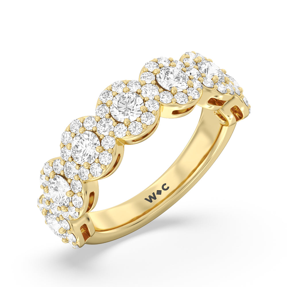 Round Halo Anniversary Ring with 18KT Yellow Gold / Natural / 2 7/8 Cut Diamond in 14KT Yellow Gold / Natural / 2 7/8 view 3
