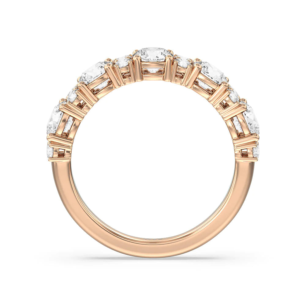 Round Station Anniversary Ring (E+ VS+) with 18KT Rose Gold / Lab / 2 Cut Diamond in 14KT Rose Gold / Lab / 2 view 4
