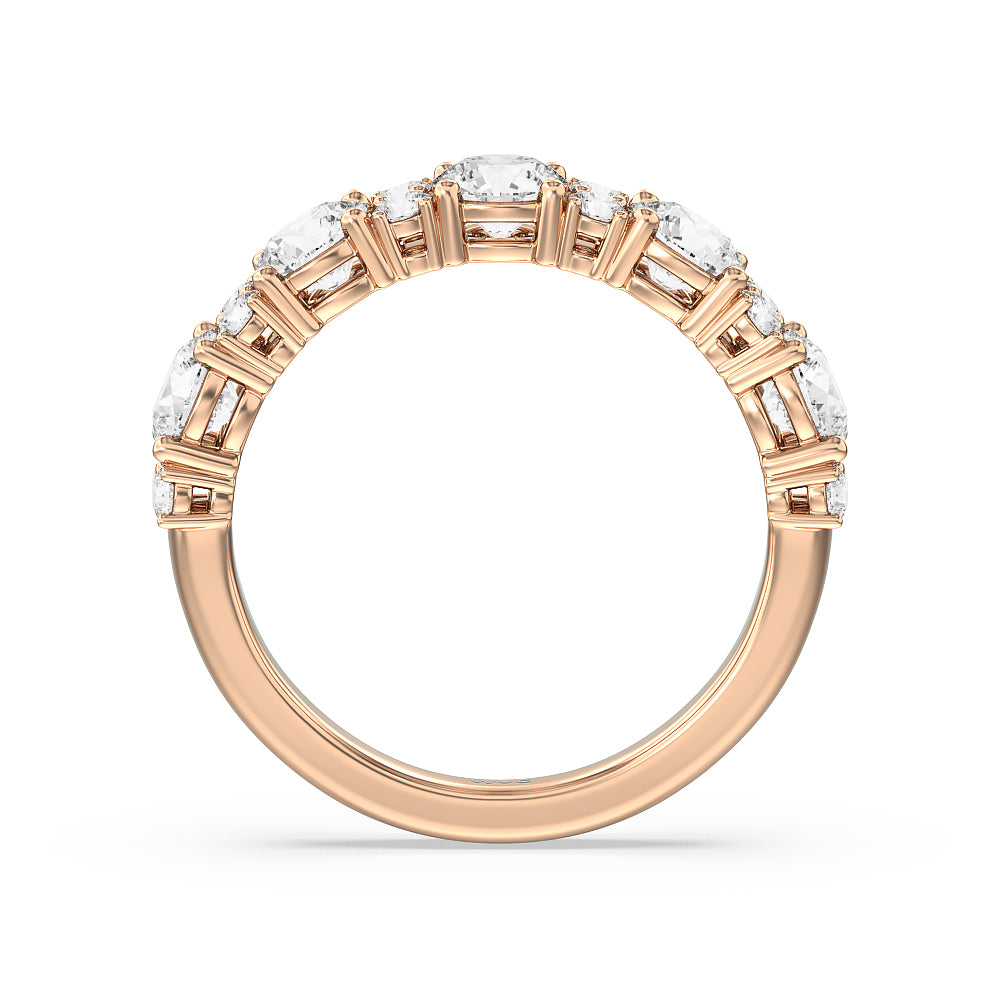 Round Station Anniversary Ring (F/G SI+) with 18KT Rose Gold / Natural / 2 Cut Diamond in 14KT Rose Gold / Natural / 2 view 4
