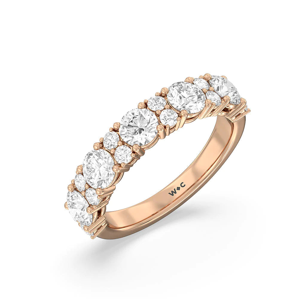 Round Station Anniversary Ring (E+ VS+) with 18KT Rose Gold / Lab / 2 Cut Diamond in 14KT Rose Gold / Lab / 2 view 5
