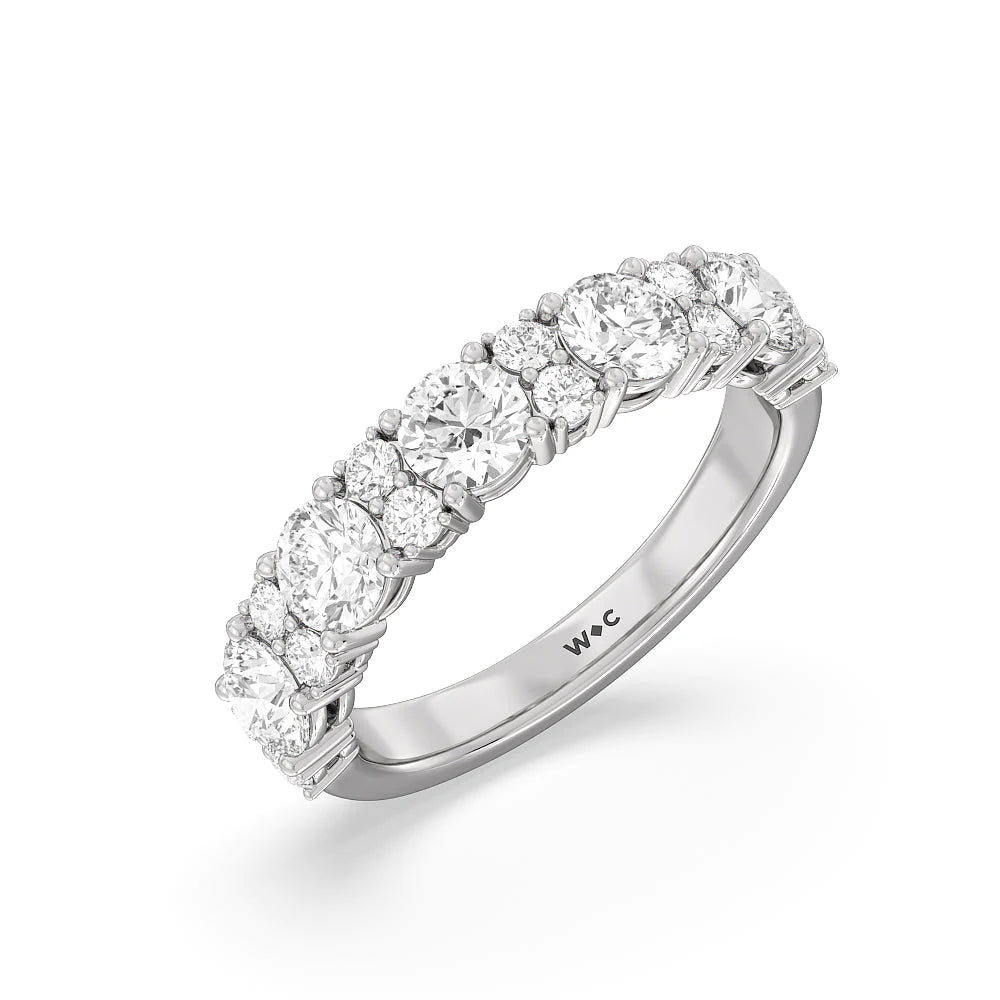Round Station Anniversary Ring (E+ VS+) with Platinum / Lab / 2 Cut Diamond in 14KT Platinum / Lab / 2 view 5
