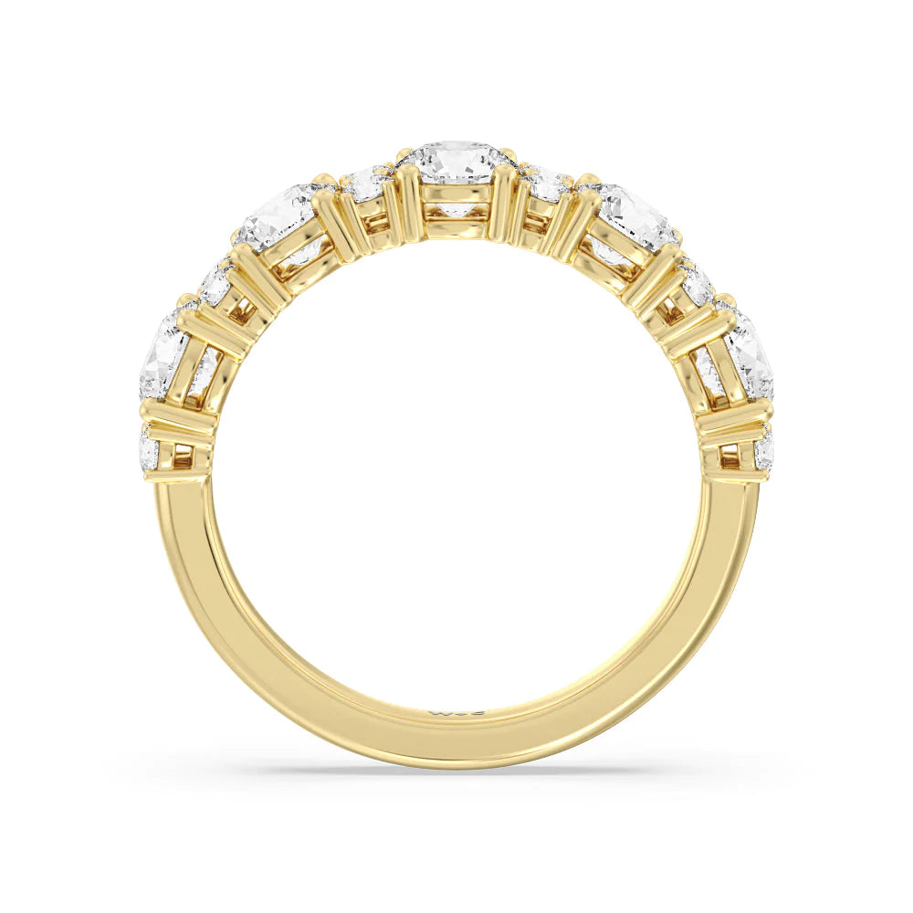 Round Station Anniversary Ring (E+ VS+) with 18KT Yellow Gold / Lab / 2 Cut Diamond in 14KT Yellow Gold / Lab / 2 view 4
