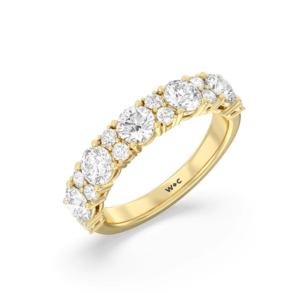 Round Station Anniversary Ring (E+ VS+) with 18KT Yellow Gold / Lab / 2 Cut Diamond in 14KT Yellow Gold / Lab / 2 view 5

