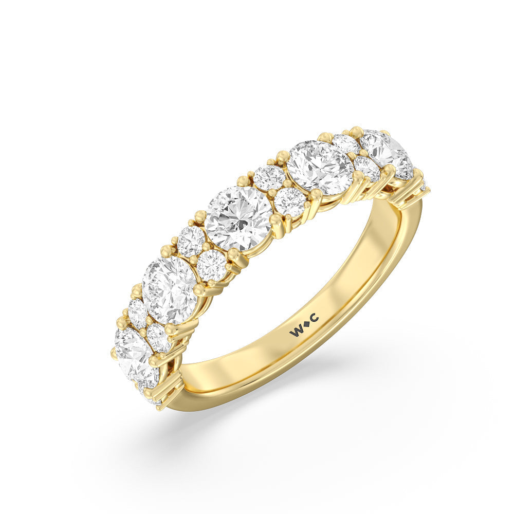 Round Station Anniversary Ring (F/G SI+) with 18KT Yellow Gold / Natural / 2 Cut Diamond in 14KT Yellow Gold / Natural / 2 view 5

