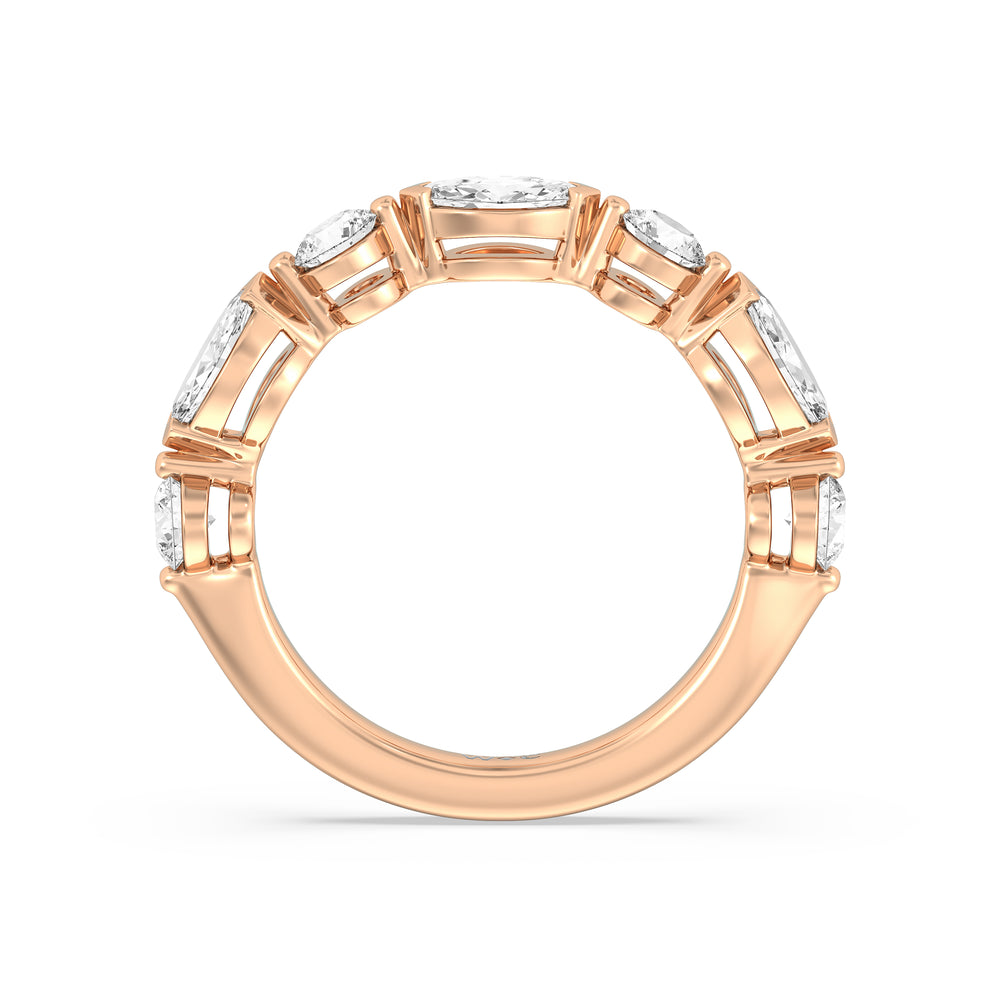 Alternating Marquise and Round Diamond Anniversary Ring (F/G SI+) with 18KT Rose Gold / Natural / 1 Cut Diamond in 14KT Rose Gold / Natural / 1 view 4
