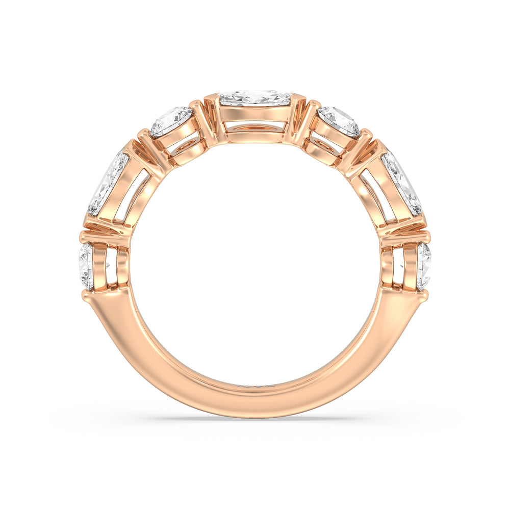 Alternating Marquise and Round Diamond Anniversary Ring (E+ VS+) with 18KT Rose Gold / Lab / 1 Cut Diamond in 14KT Rose Gold / Lab / 1 view 4
