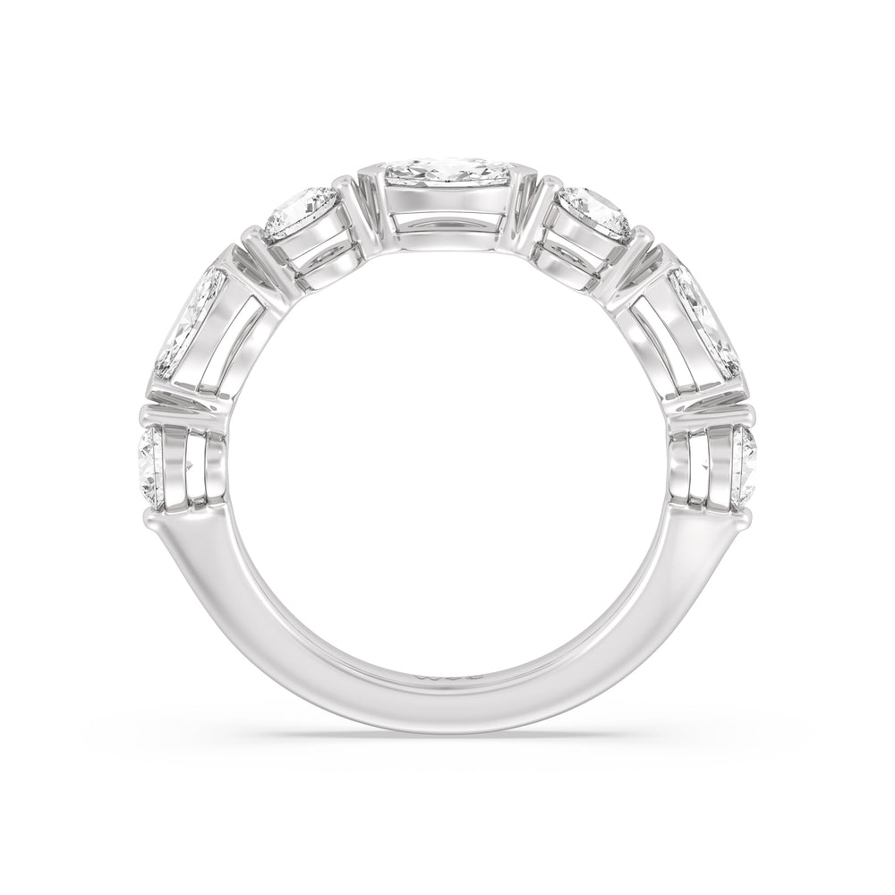 Alternating Marquise and Round Diamond Anniversary Ring (E+ VS+) with Platinum / Lab / 1 Cut Diamond in 14KT Platinum / Lab / 1 view 4
