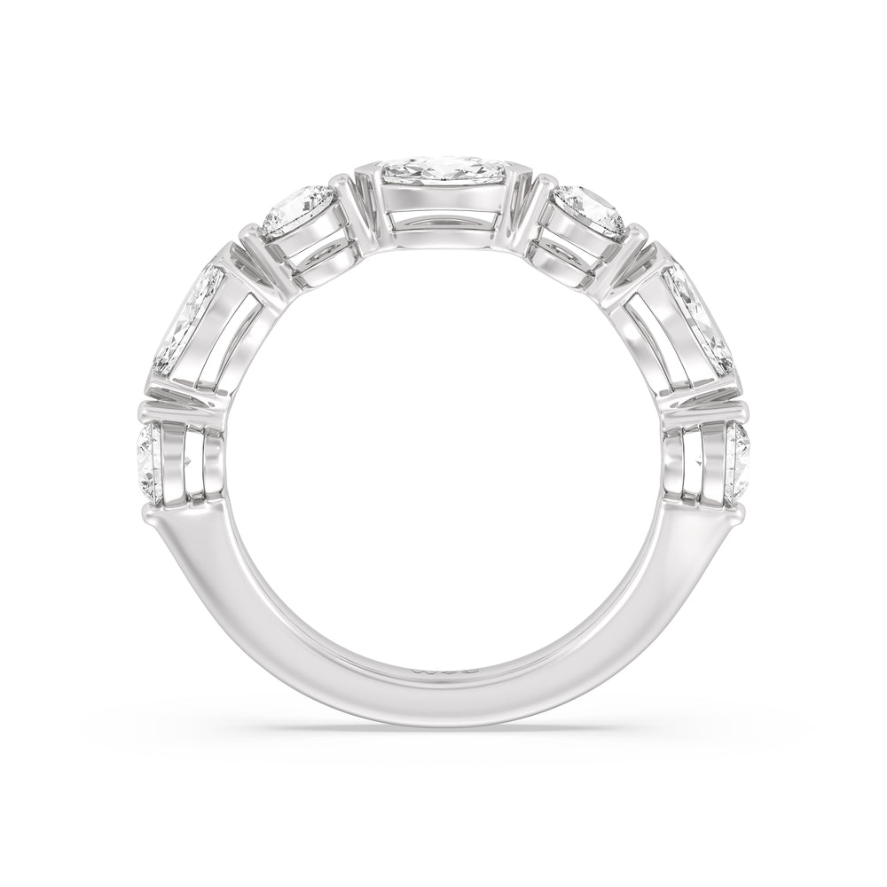 Alternating Marquise and Round Diamond Anniversary Ring (F/G SI+) Size 6 with 14KT White Gold / Lab / 1 Cut Diamond in 14KT White Gold / Lab / 1 view 4
