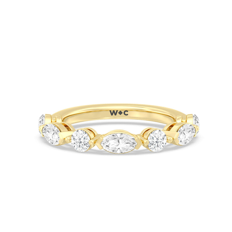 Alternating Marquise and Round Diamond Anniversary Ring (E+ VS+)