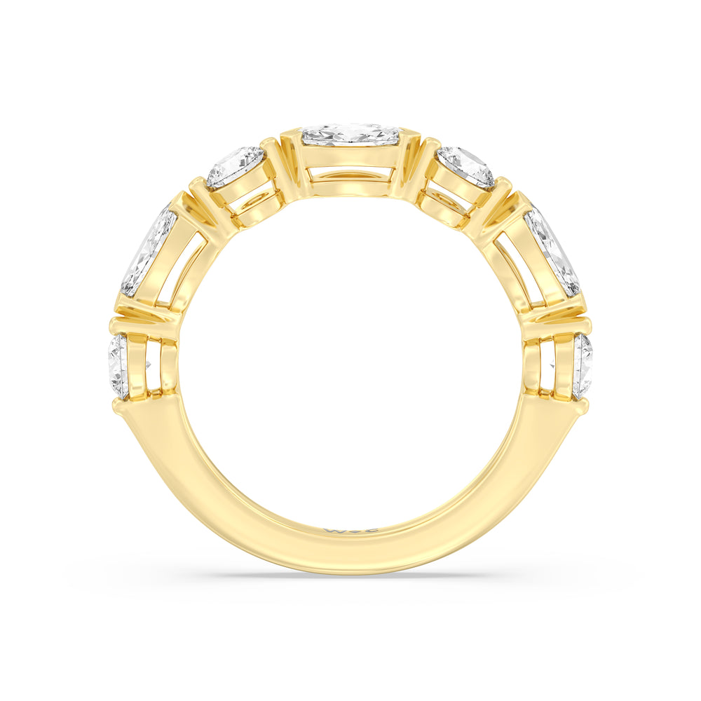 Alternating Marquise and Round Diamond Anniversary Ring (F/G SI+) with 18KT Yellow Gold / Natural / 1 Cut Diamond in 14KT Yellow Gold / Natural / 1 view 4
