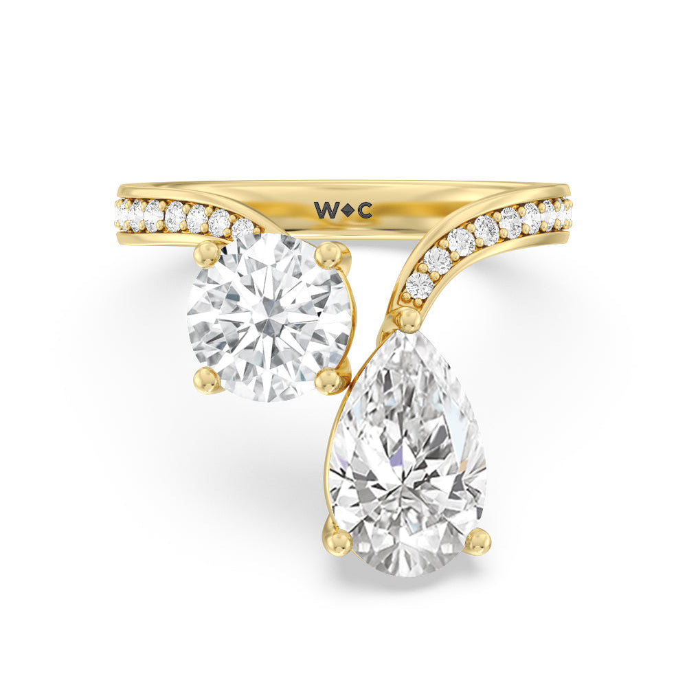 Shape Cut Diamonds Toi et Moi Engagement Ring with Lab Grown Diamond in 14KT Yellow Gold view 1
