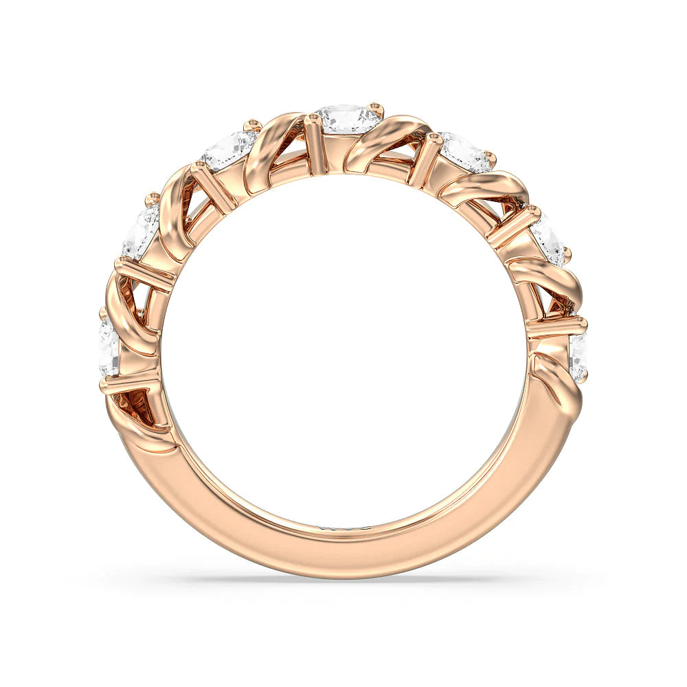 Round Diamond Swirl Anniversary Ring (E+ VS+) with 18KT Rose Gold / Lab / 1 1/2 Cut Diamond in 14KT Rose Gold / Lab / 1 1/2 view 2
