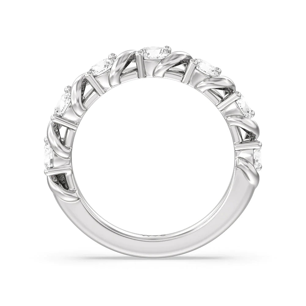 Round Diamond Swirl Anniversary Ring (E+ VS+) with Platinum / Lab / 1 1/2 Cut Diamond in 14KT Platinum / Lab / 1 1/2 view 2
