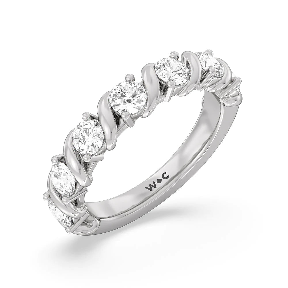 Premium Round Diamond Swirl Anniversary Ring (E+ VS+) – With Clarity