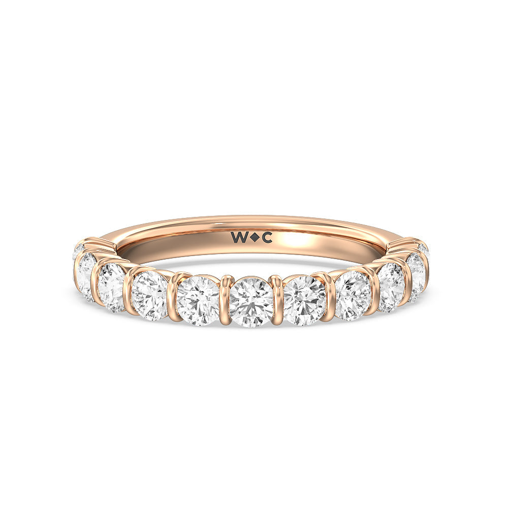 Bar Set Round diamond Anniversary Ring (F/G SI+) with 18KT Rose Gold / Natural / 1 1/2 Cut Diamond in 14KT Rose Gold / Natural / 1 1/2 view 1
