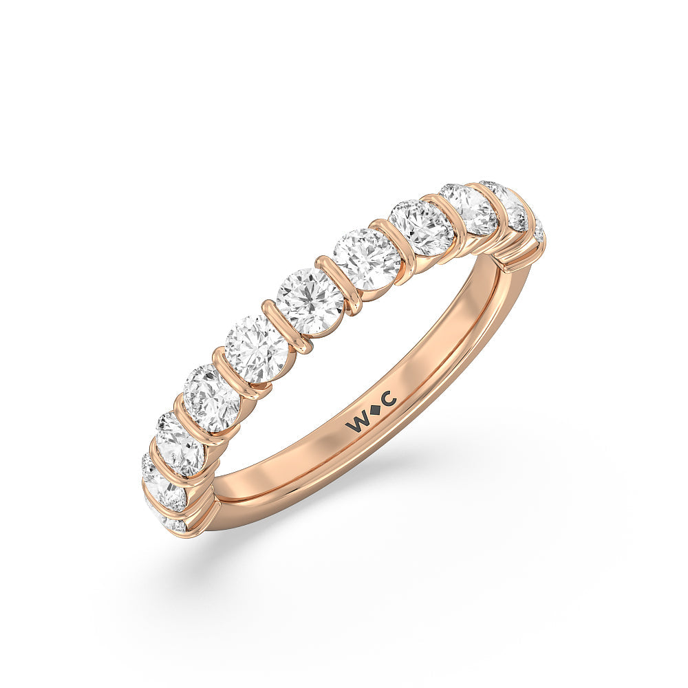 Bar Set Round diamond Anniversary Ring (F/G SI+) with 18KT Rose Gold / Natural / 1 1/2 Cut Diamond in 14KT Rose Gold / Natural / 1 1/2 view 5
