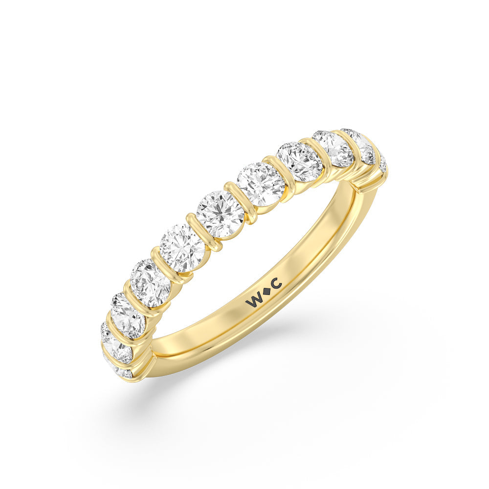 Bar Set Round diamond Anniversary Ring (F/G SI+) with 18KT Yellow Gold / Natural / 1 1/2 Cut Diamond in 14KT Yellow Gold / Natural / 1 1/2 view 5
