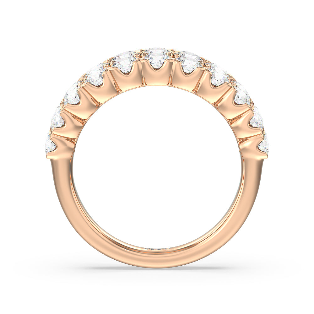 Graduating Two Row Round Diamond Anniversary Ring with 18KT Rose Gold / Natural / 2 Cut Diamond in 14KT Rose Gold / Natural / 2 view 4
