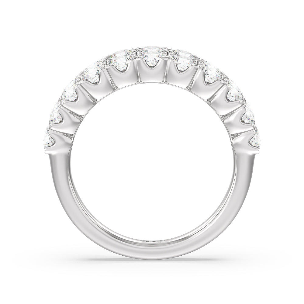 Graduating Two Row Round Diamond Anniversary Ring with Platinum / Natural / 2 Cut Diamond in 14KT Platinum / Natural / 2 view 4
