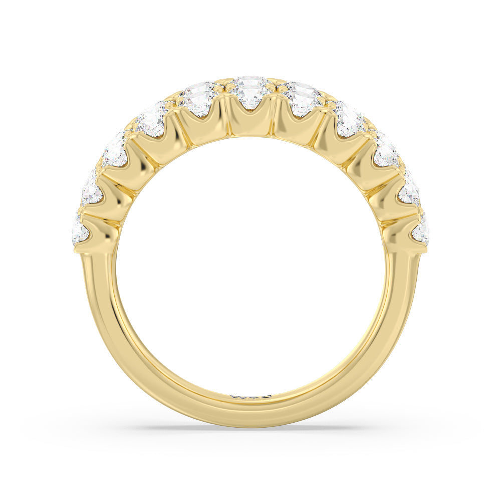 Graduating Two Row Round Diamond Anniversary Ring with 18KT Yellow Gold / Natural / 2 Cut Diamond in 14KT Yellow Gold / Natural / 2 view 4
