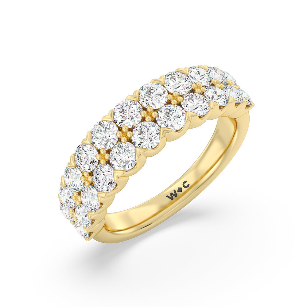 Graduating Two Row Round Diamond Anniversary Ring with 18KT Yellow Gold / Natural / 2 Cut Diamond in 14KT Yellow Gold / Natural / 2 view 5
