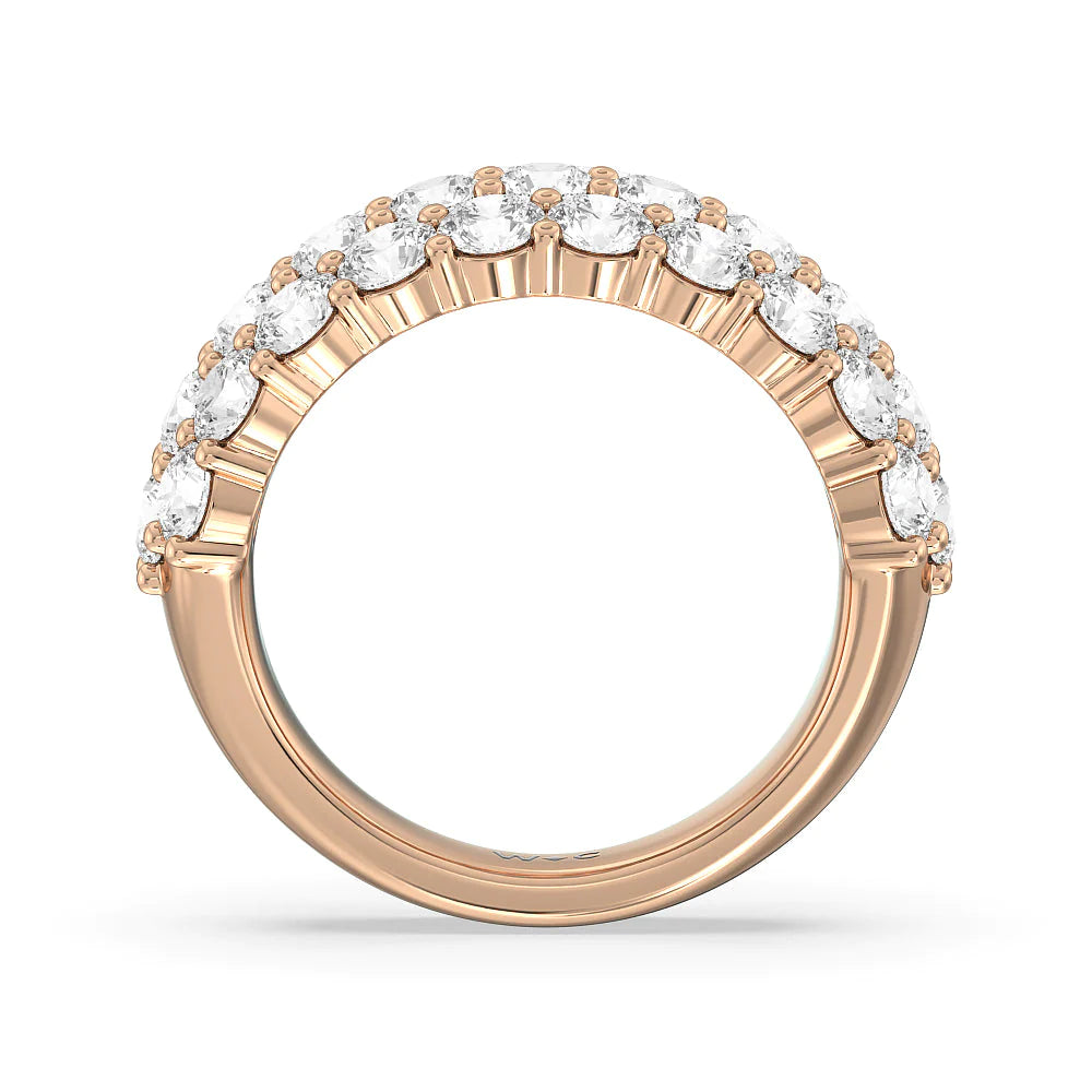 Round Diamond Three Row Pave Anniversary Ring (E+ VS+) with 18KT Rose Gold / Lab / 4 Cut Diamond in 14KT Rose Gold / Lab / 4 view 3
