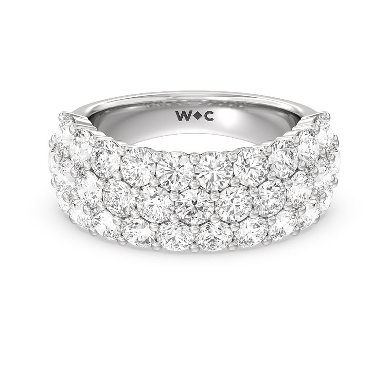 Round Diamond Three Row Pave Anniversary Ring (F/G SI+)