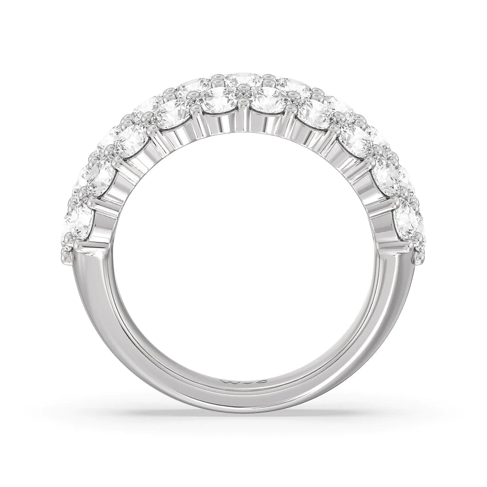 Round Diamond Three Row Pave Anniversary Ring (E+ VS+) with Platinum / Lab / 4 Cut Diamond in 14KT Platinum / Lab / 4 view 3
