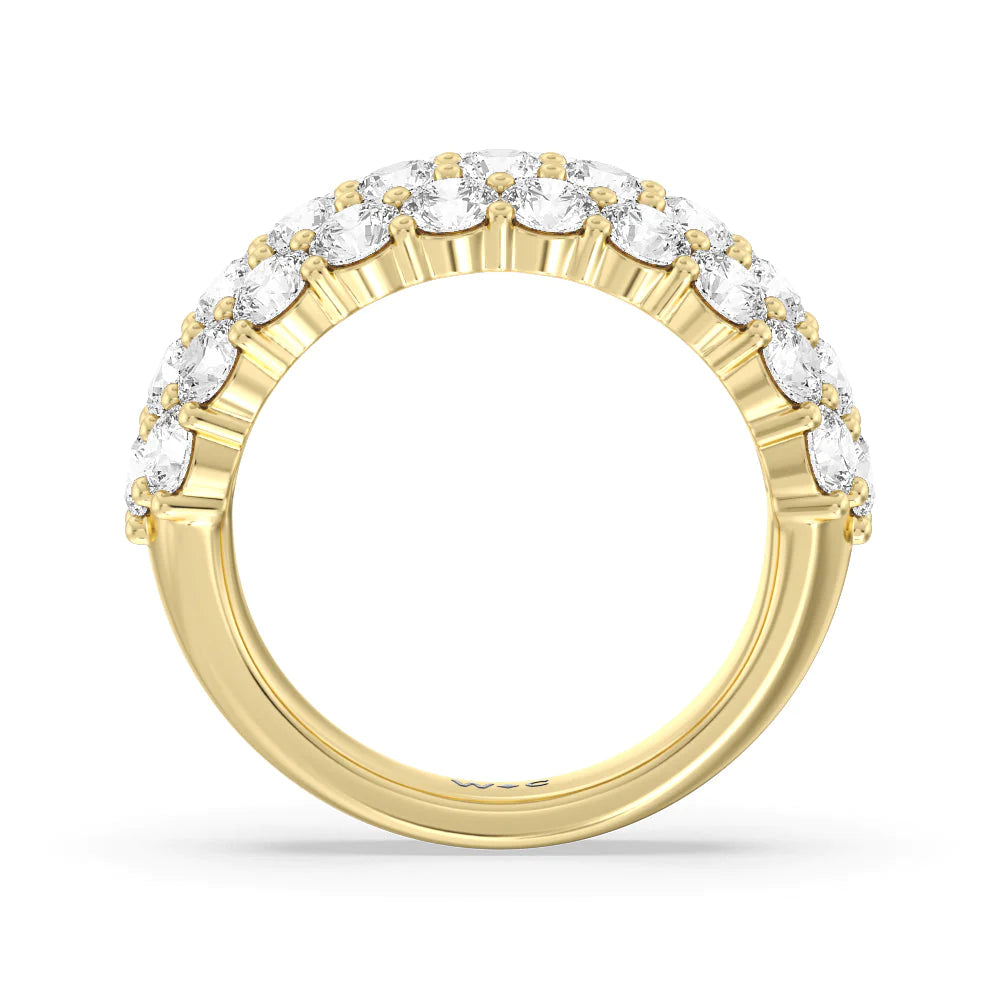 Round Diamond Three Row Pave Anniversary Ring (E+ VS+) with 18KT Yellow Gold / Lab / 4 Cut Diamond in 14KT Yellow Gold / Lab / 4 view 3
