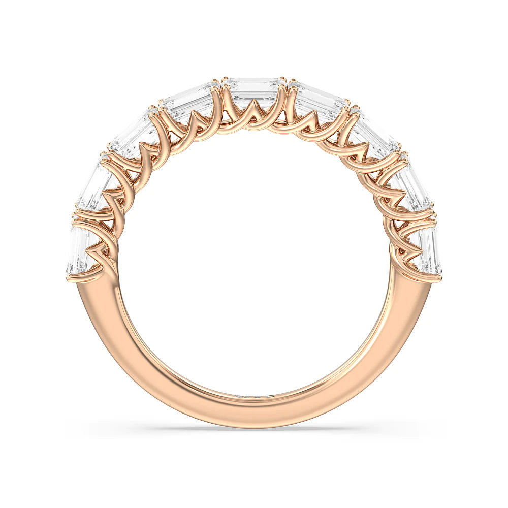 Emerald East-West Modern Trellis Anniversary Ring (E+ VS+) with 18KT Rose Gold / Lab / 2 Cut Diamond in 14KT Rose Gold / Lab / 2 view 2
