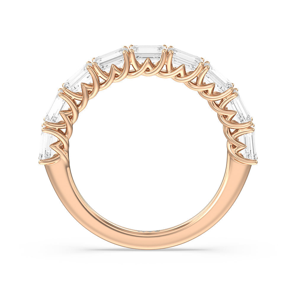 Emerald East-West Modern Trellis Anniversary Ring (F/G SI+) with 18KT Rose Gold / Natural / 2 Cut Diamond in 14KT Rose Gold / Natural / 2 view 4
