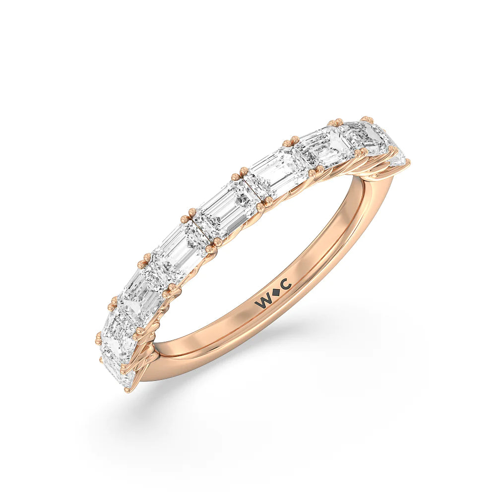 Emerald East-West Modern Trellis Anniversary Ring (E+ VS+) with 18KT Rose Gold / Lab / 2 Cut Diamond in 14KT Rose Gold / Lab / 2 view 3
