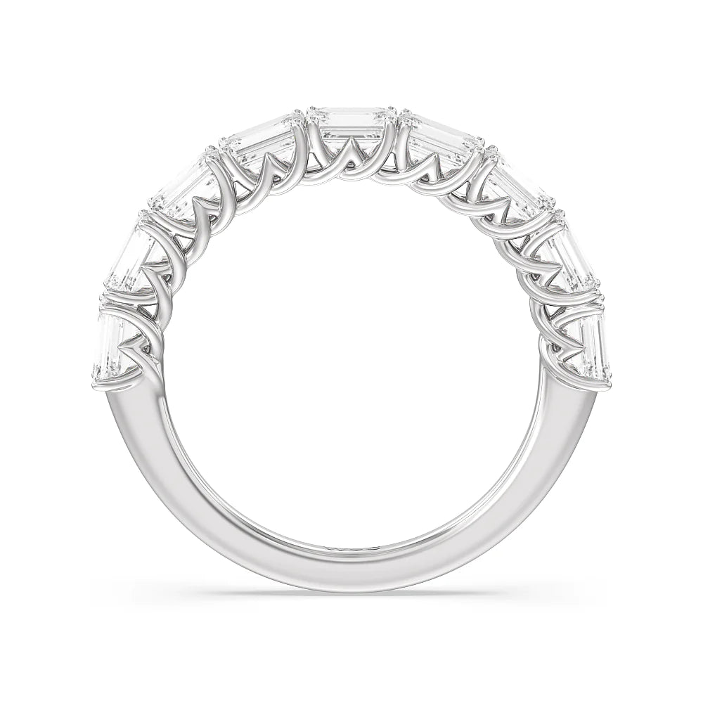 Emerald East-West Modern Trellis Anniversary Ring (E+ VS+) with Platinum / Lab / 2 Cut Diamond in 14KT Platinum / Lab / 2 view 2
