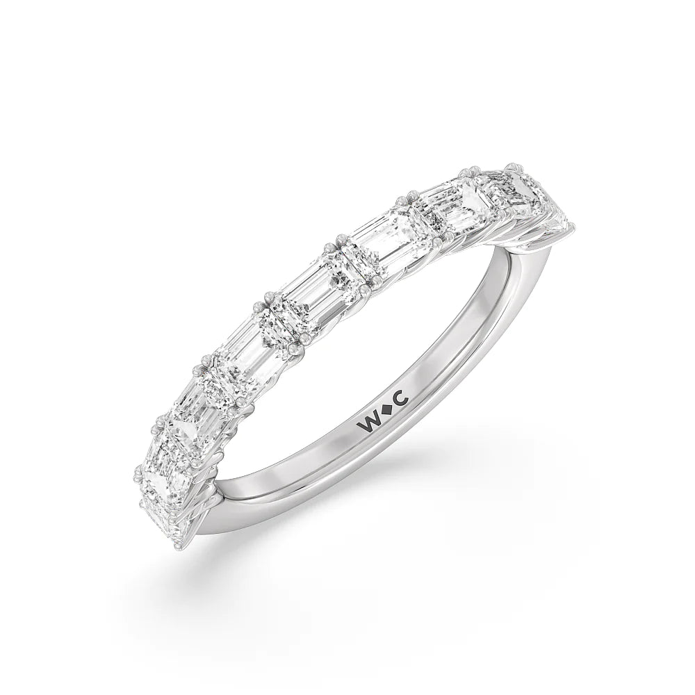 Emerald East-West Modern Trellis Anniversary Ring (E+ VS+) with Platinum / Lab / 2 Cut Diamond in 14KT Platinum / Lab / 2 view 3
