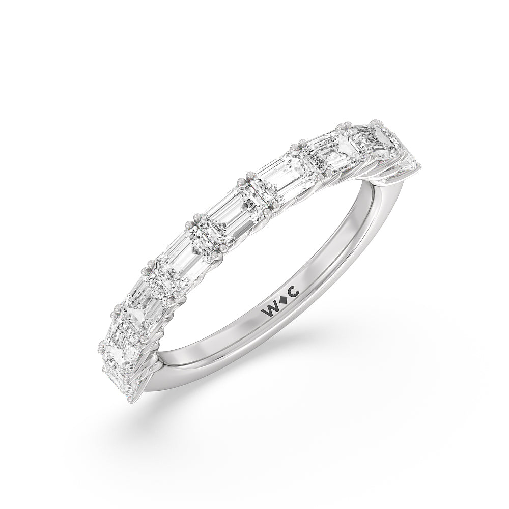 Emerald East-West Modern Trellis Anniversary Ring (F/G SI+) with Platinum / Natural / 2 Cut Diamond in 14KT Platinum / Natural / 2 view 5
