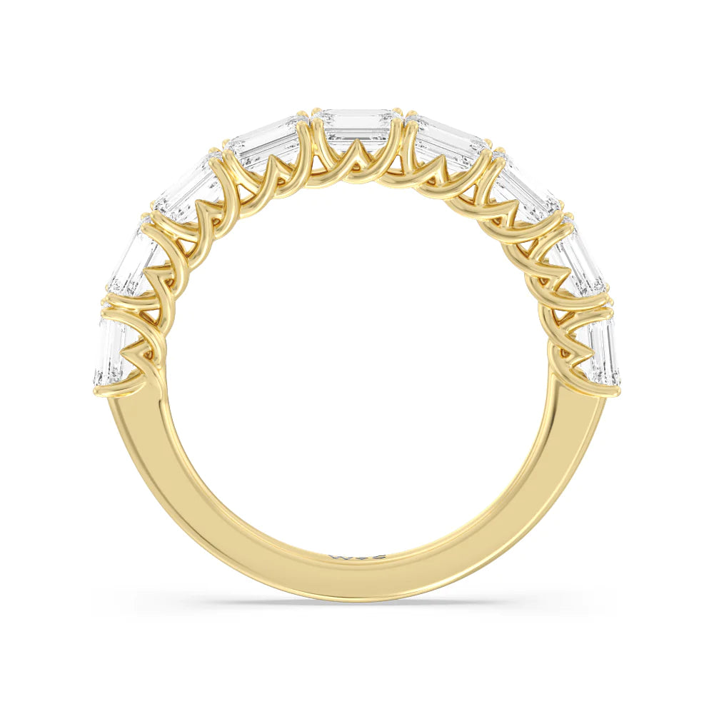 Emerald East-West Modern Trellis Anniversary Ring (E+ VS+) with 18KT Yellow Gold / Lab / 2 Cut Diamond in 14KT Yellow Gold / Lab / 2 view 2
