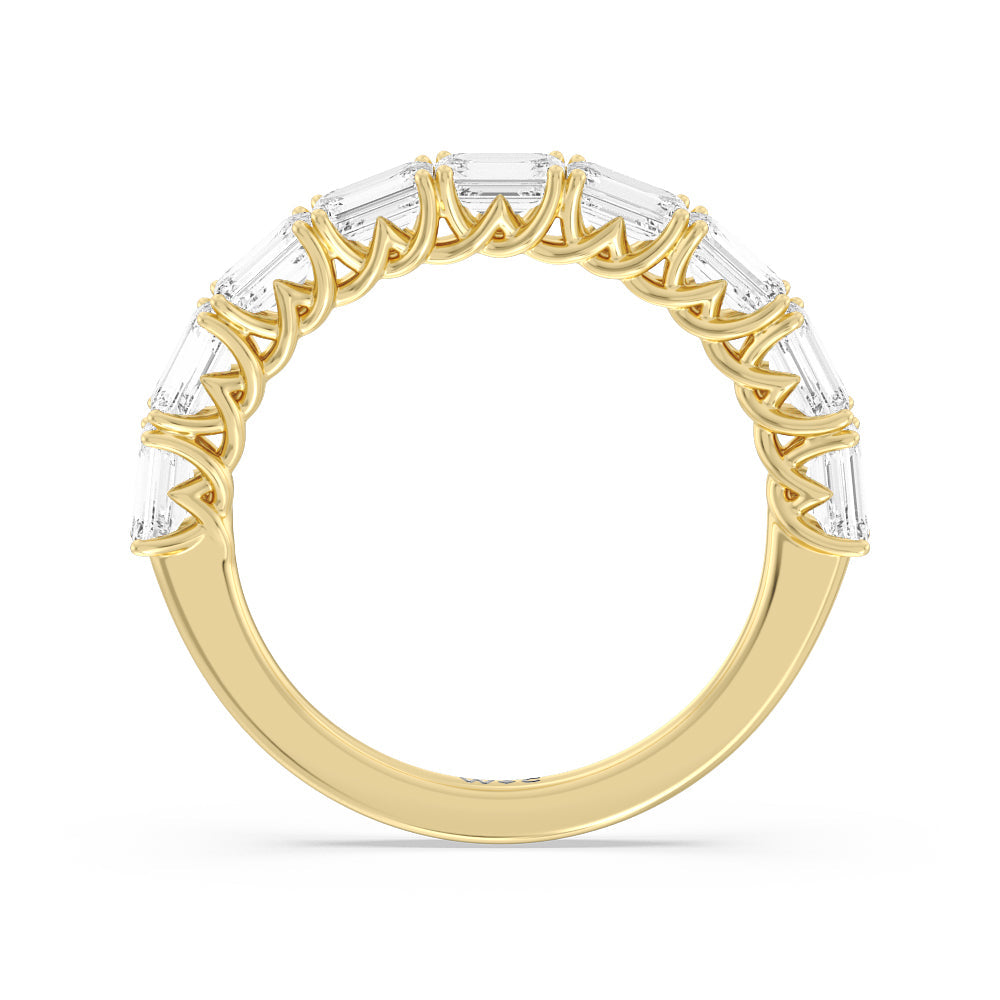 Emerald East-West Modern Trellis Anniversary Ring (F/G SI+) with 18KT Yellow Gold / Natural / 2 Cut Diamond in 14KT Yellow Gold / Natural / 2 view 4
