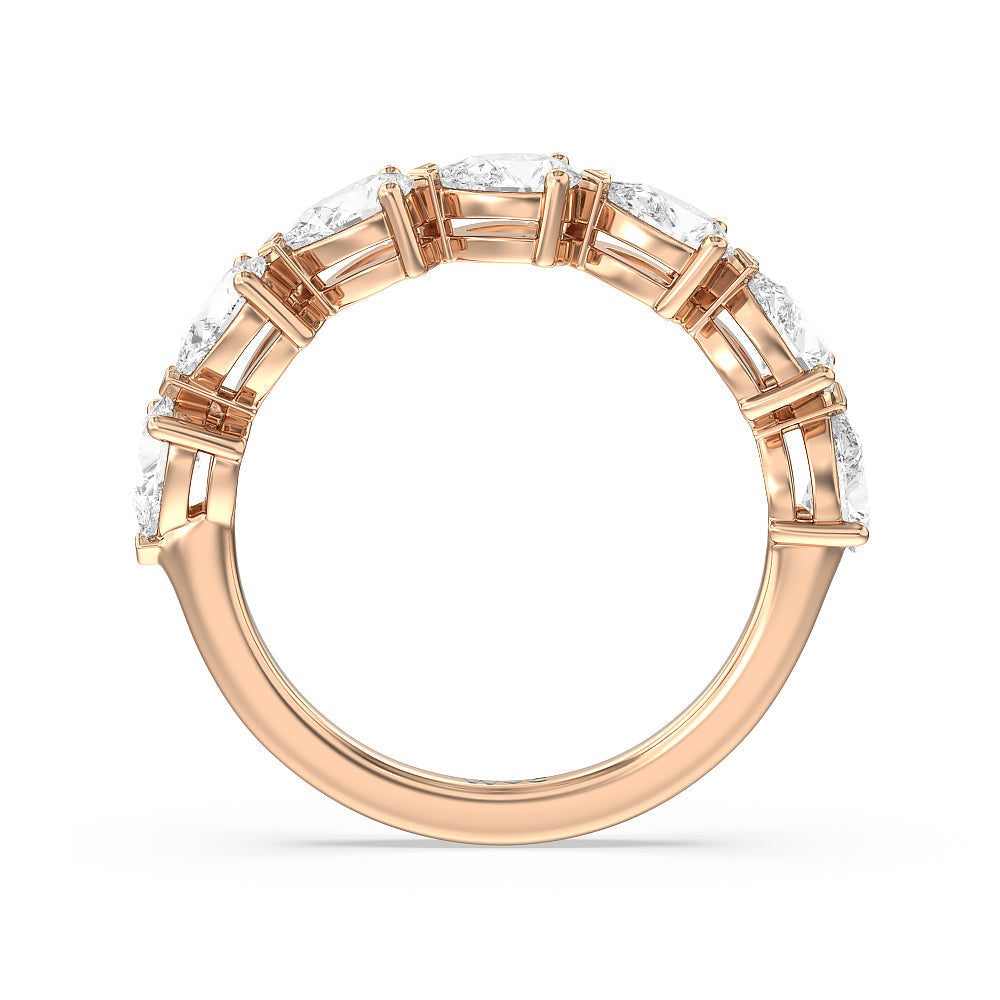 Trailing Pear Diamond Anniversary Ring with 18KT Rose Gold / Natural / 1 1/2 Cut Diamond in 14KT Rose Gold / Natural / 1 1/2 view 4
