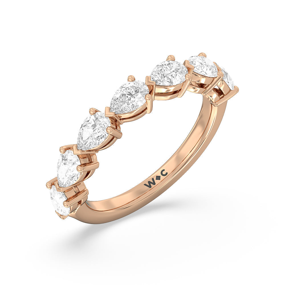 Trailing Pear Diamond Anniversary Ring with 18KT Rose Gold / Natural / 1 1/2 Cut Diamond in 14KT Rose Gold / Natural / 1 1/2 view 5
